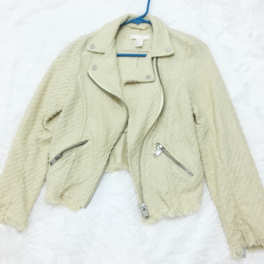 H&M  Jacket Ivory Motorcycle  size 2
